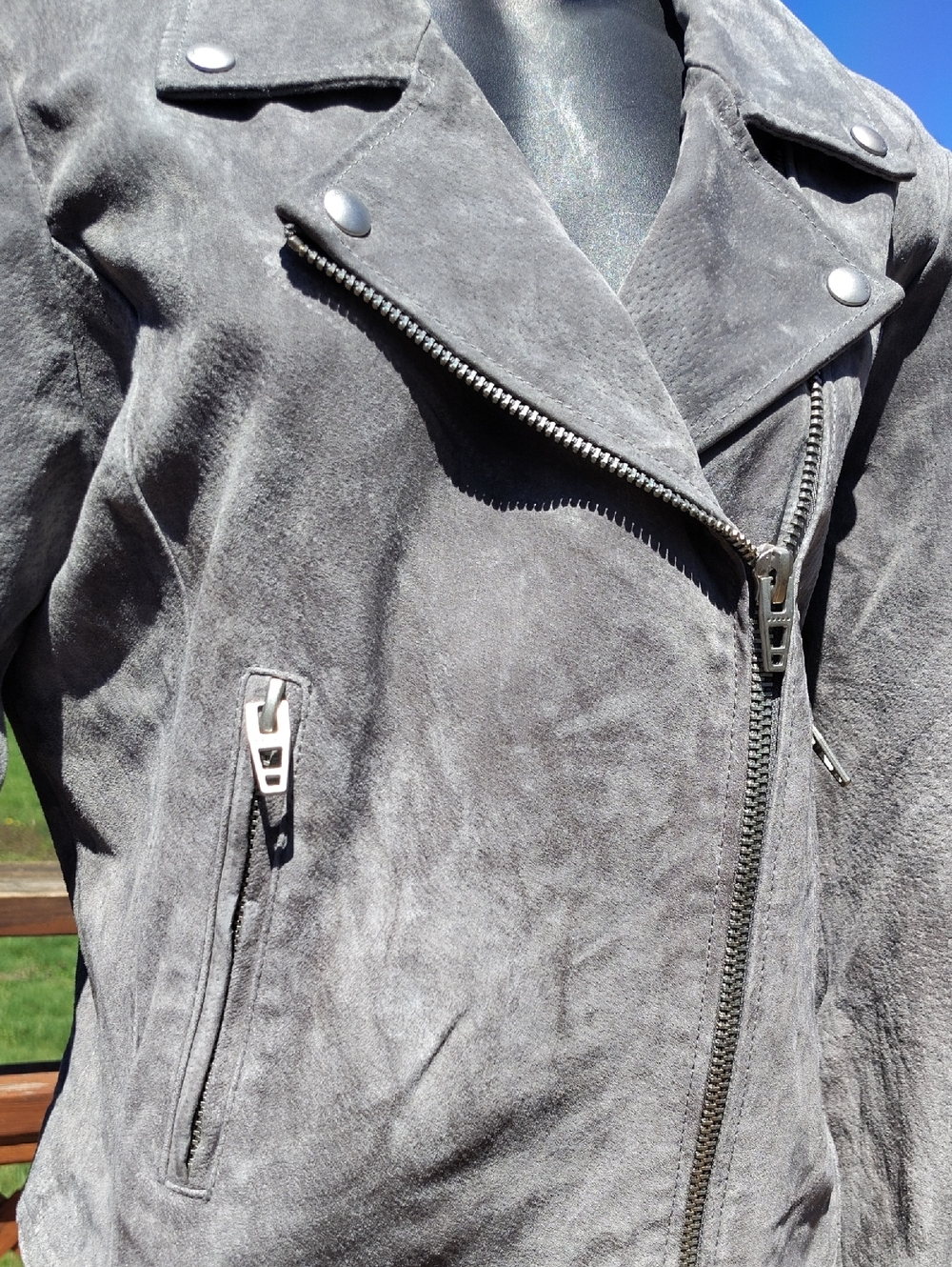 BlankNYC Gray Next Level Leather Suede Moto Biker Jacket Size Medium - Picture 3 of 15
